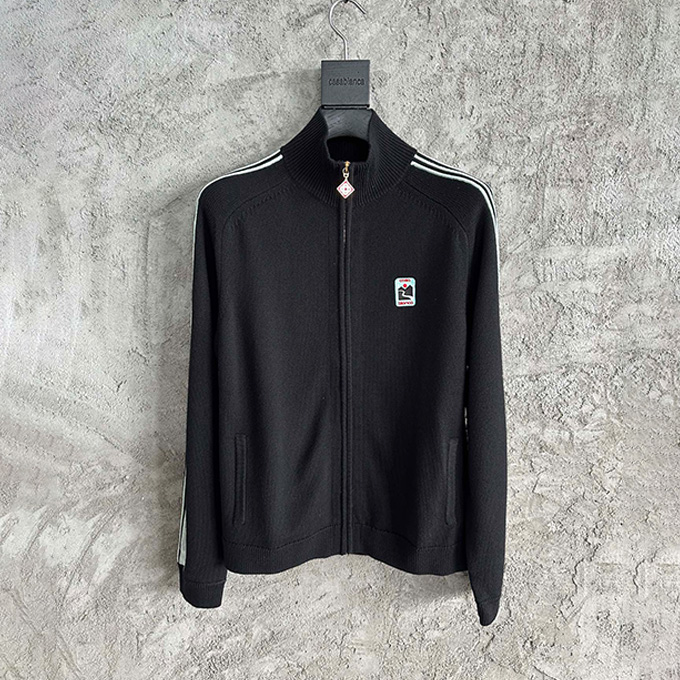 casablanca side stripe wool zip track jacket